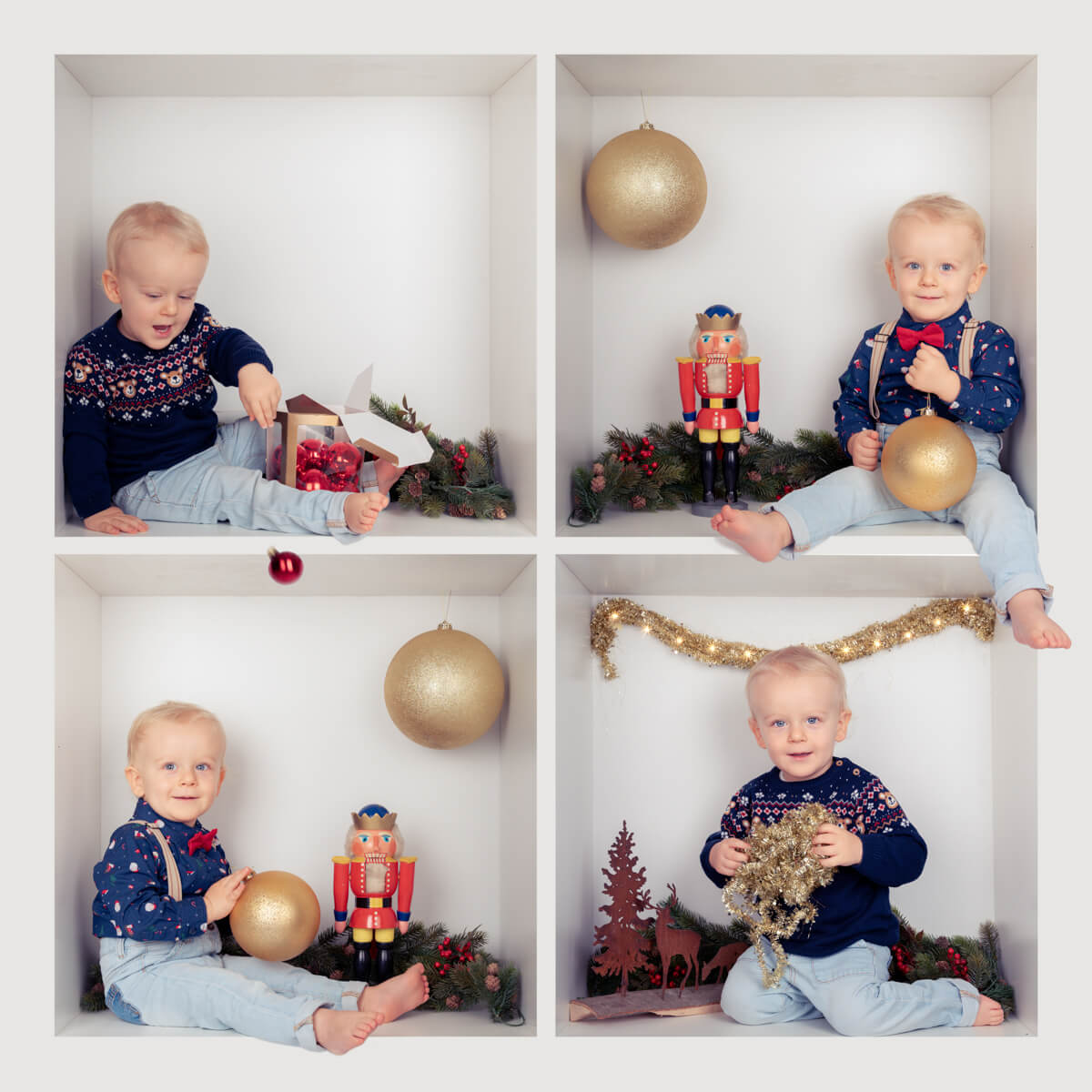 Weihnachtlilches Foto mit einem Jungen